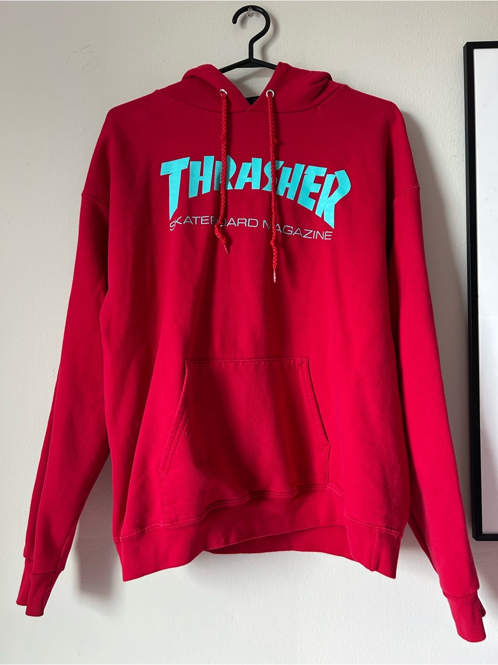 Thrasher Red Hoodie with Teal Logo - Men